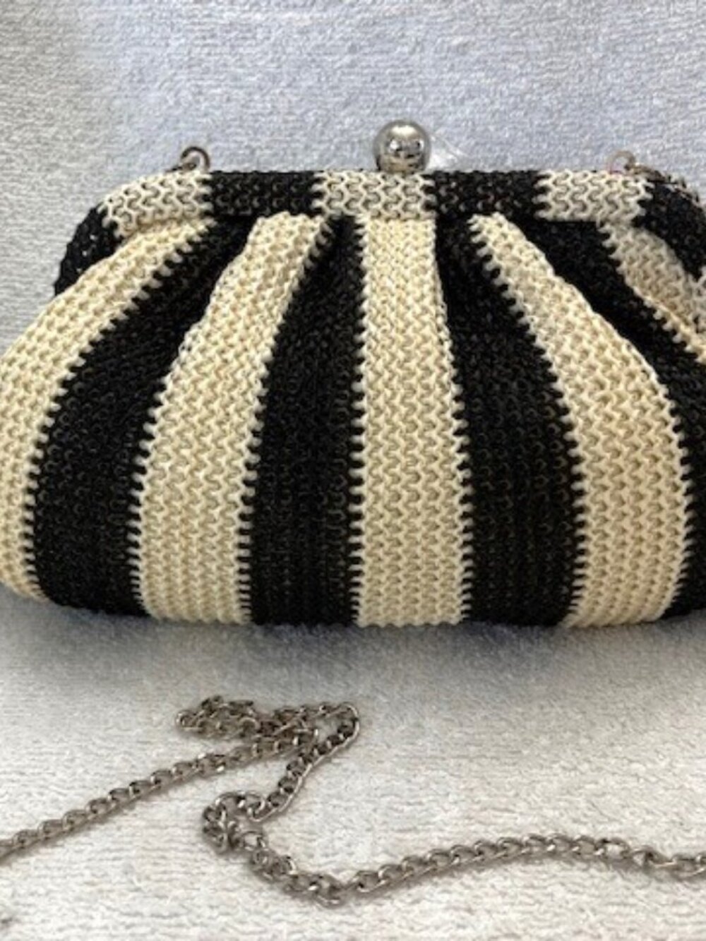 Isaac Mizrahi New York wide striped woven clutch/crossbody NWT